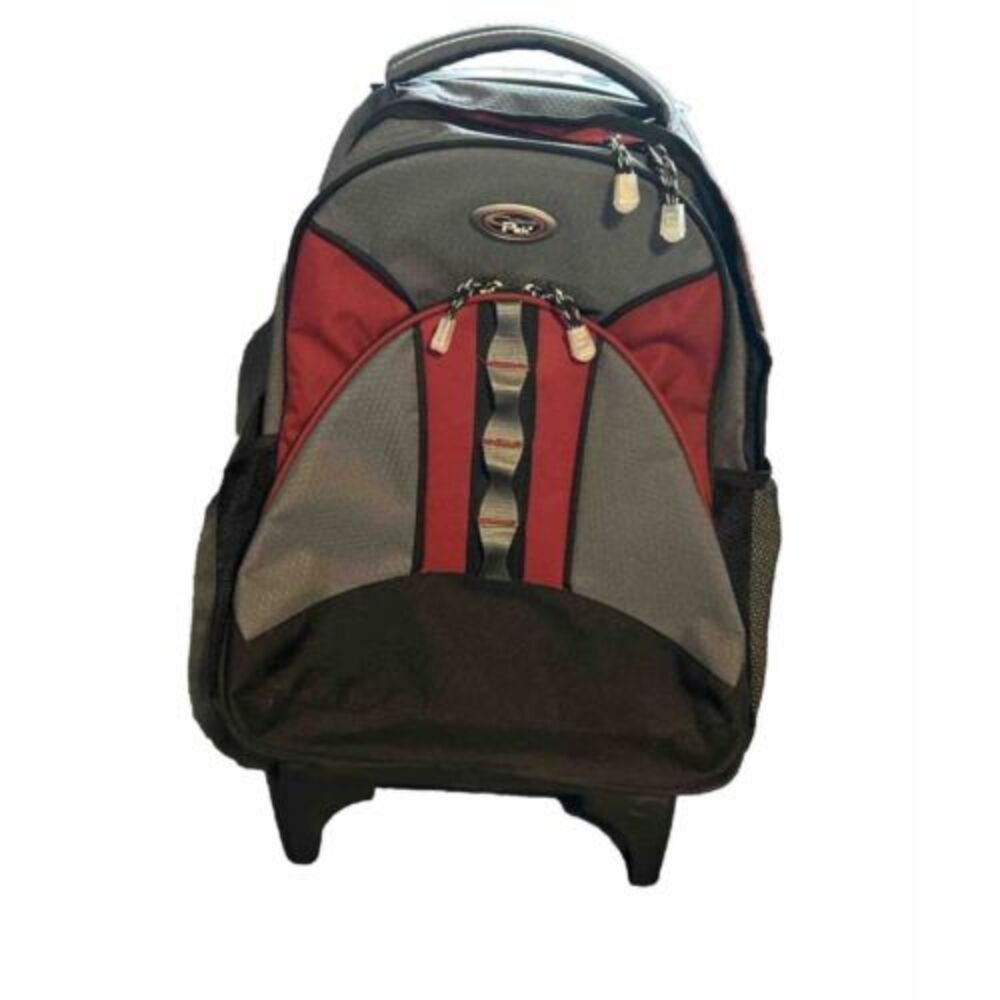 California Pak Backpack / Carry-On Bag on Wheels in Red,‎ Black & Gray